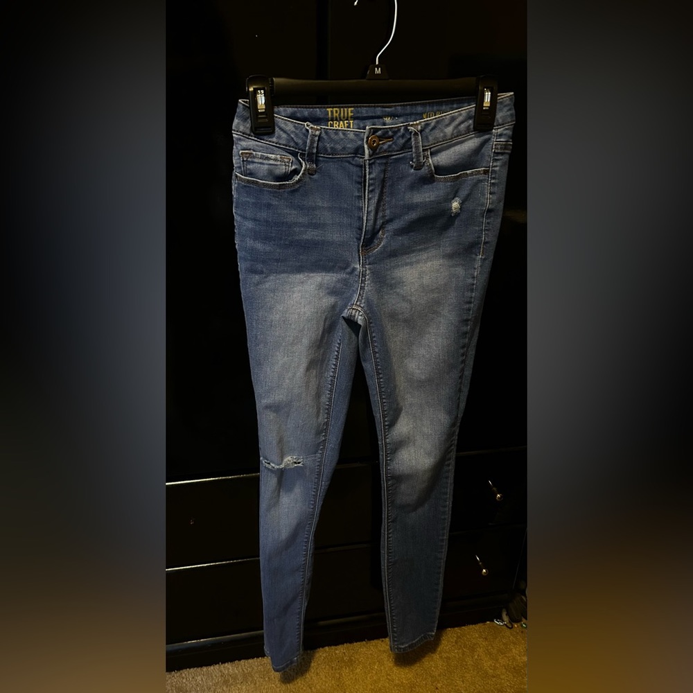 Juniors True Craft Blue Mid Rise Skinny Jeans—Size 5